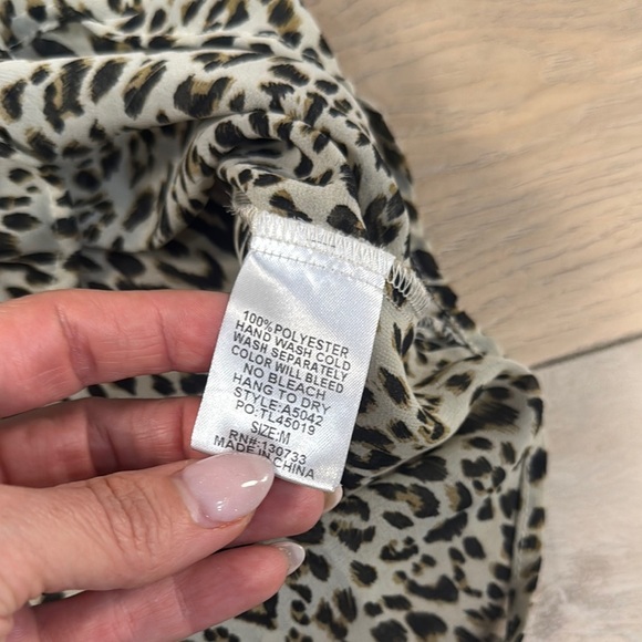 Umgee Women’s Leopard Print Button Up Short Sleeve Semi- Sheer Shirt - Picture 6 of 11